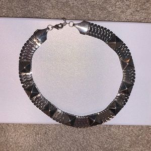 Silver choker style necklace